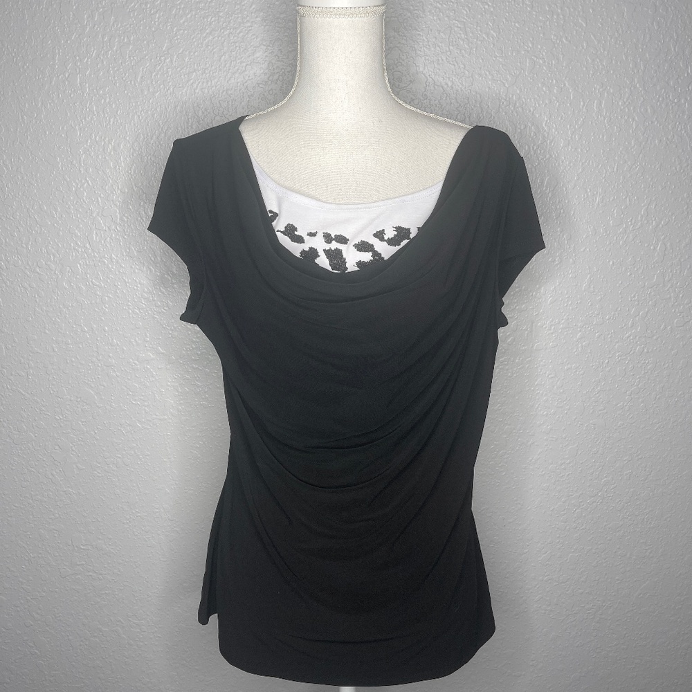 Bleeker & Mcdougal black & white blouse